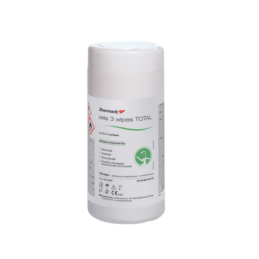 Zeta 3 Total Wipes Alcohol Dispenser 120pcs Zeta 3 Foam Alcohol Free Spray 750ml (Disinfectant for Surface) Zhermack