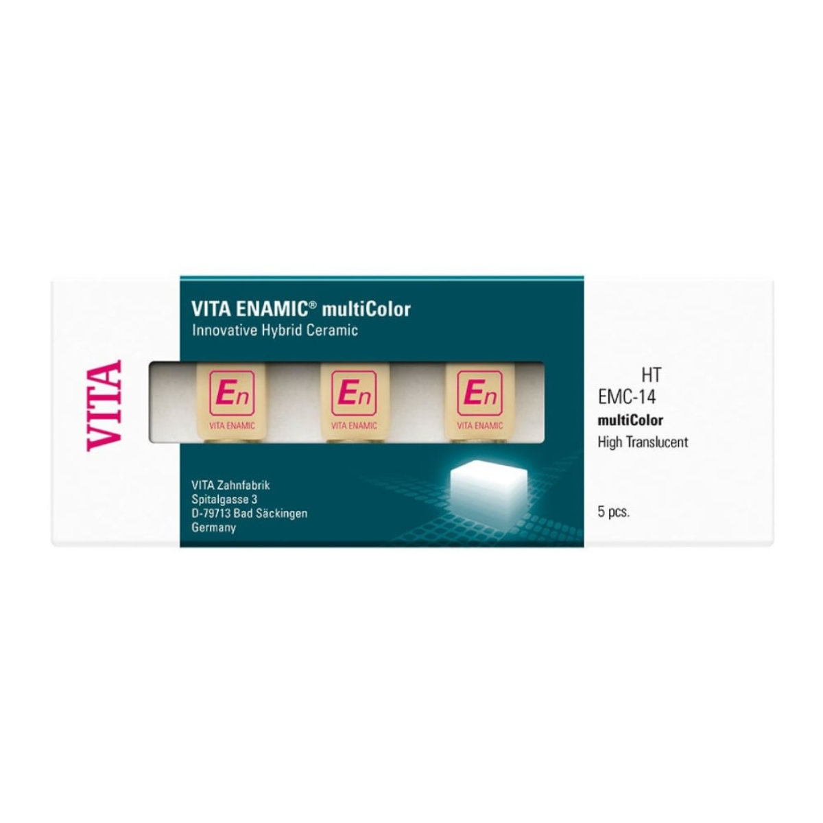 VITA ENAMIC® HT (Monochromatic hybrid Ceramic) UNIVERSAL, EM- Size 14, (12 x 14 x 18mm) 5pcs/box VITA Zahnfabrik