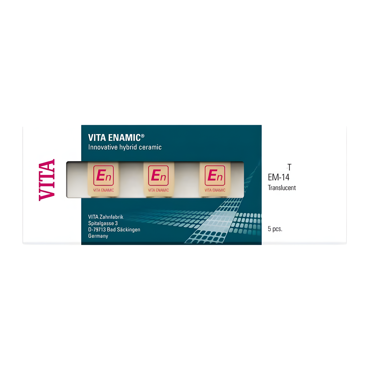 VITA ENAMIC® T (Monochromatic hybrid Ceramic) UNIVERSAL, EM- Size 14, (12 x 14 x 18mm) 5pcs/box VITA Zahnfabrik