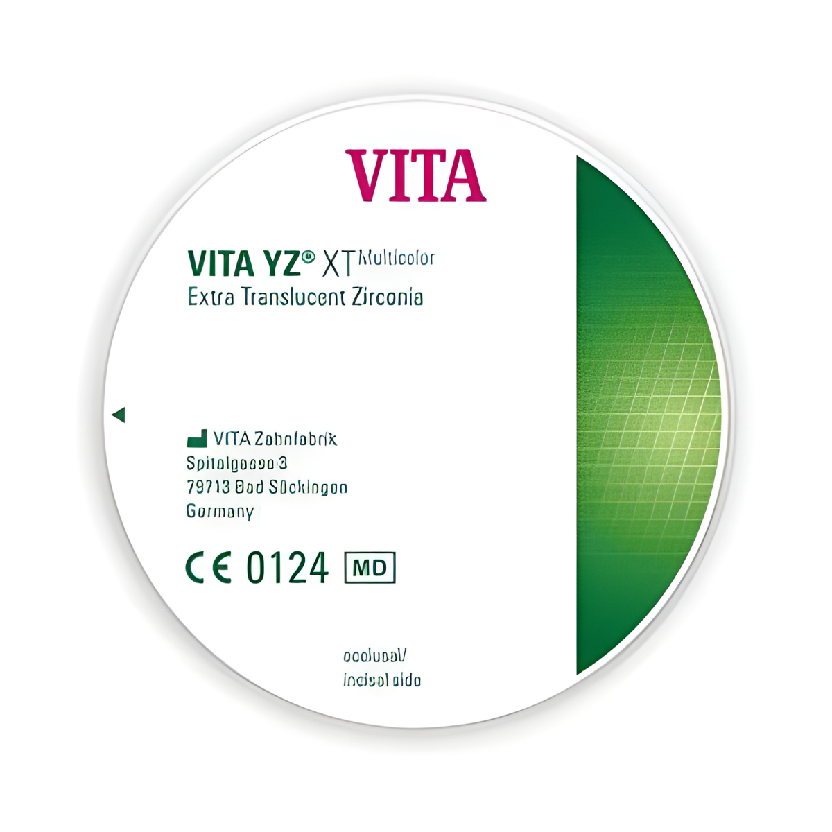 VITA YZ Multy Translucent. 46-50 % translucency- 850-1200 MPa  Ø 98.4 x, H 22 mm VITA Zahnfabrik