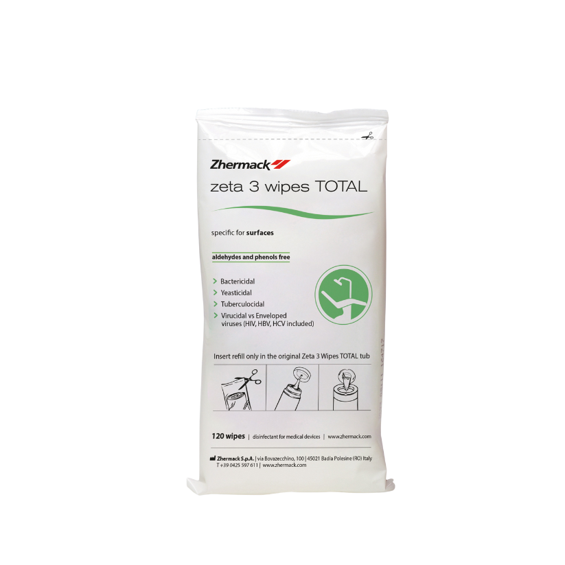 Zeta 3 Total Wipes Alcohol Refill 120pcs Zeta 3 Foam Alcohol Free Spray 750ml (Disinfectant for Surface) Zhermack