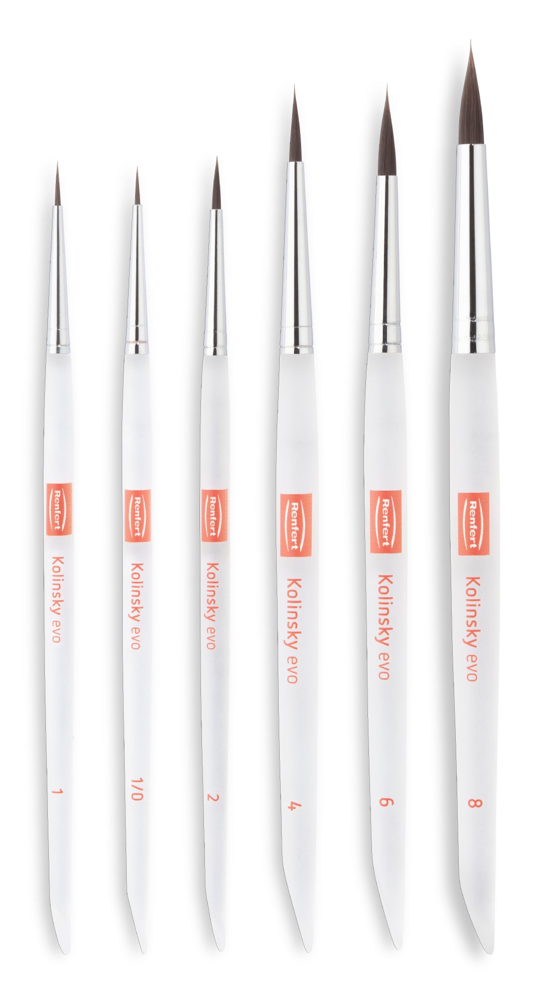 Set Kolinsky evo (size 1, 2, 4, 6, 8, 1/0)