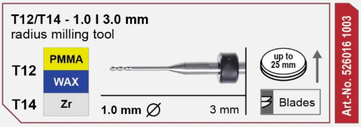T12/T14 Radius Milling Tool, 1.0 | 3 mm Shank Imes-Icore