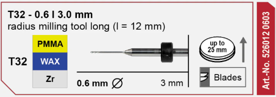 T32 Shaft Milling Tool, 0.6 | 3mm Shank Imes-Icore