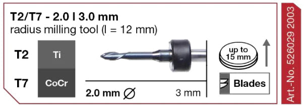 T2/T7 Radius Milling Tool, 2.0 | 3 mm Shank Imes-Icore