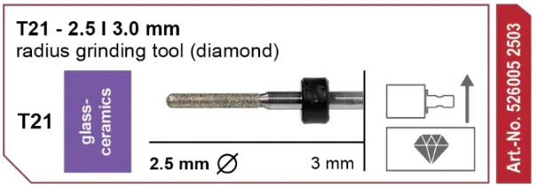 T21 Radius Grinding Tool (Diamond), 2.5 | 3 mm Shank Imes-Icore