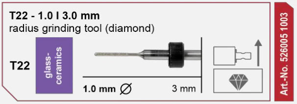 T22 Radius Grinding Tool, Diamond-Coated, 1.0 | 3mm Shank Imes-Icore