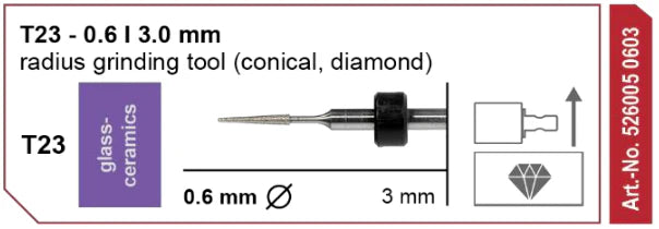 T23 Radius Grinding Tool, Diamond Coated, 0.6 | 3 mm Shank Imes-Icore