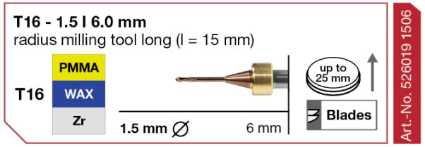 T16 Radius Milling Tool, 1.5 | 6 mm Shank Imes-Icore
