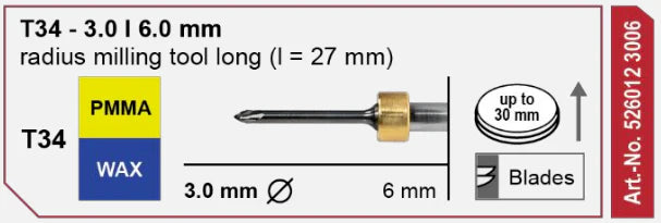T34 Radius Milling Tool, 3.0 | 6 mm Shaft Imes-Icore