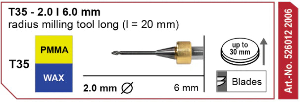 T35 Radius Milling Tool, 2.0 | 6 mm Shaft Imes-Icore
