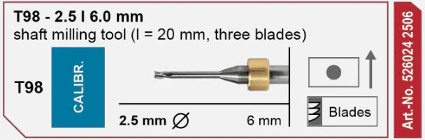 T98 Calibration Tool, 3 Blades, 2.5 | 6 mm Shank Imes-Icore