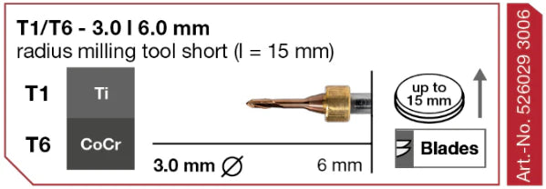 T1/T6 Radius Milling Tool, 3.0 | 6 mm Shank Imes-Icore