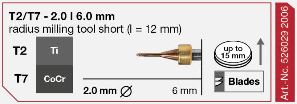T2/T7 Radius Milling Tool, 2.0 | 6 mm Shank Imes-Icore