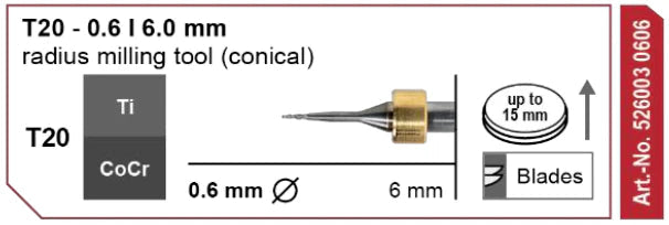 T20 Radius Milling Tool (Conical) 0.6 | 6 mm Shank Imes-Icore