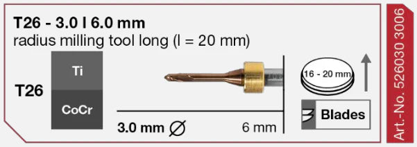 T26 Radius Milling Tool, 3.0 | 6 mm Shank Imes-Icore