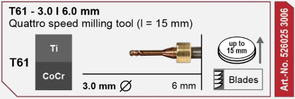 T61 Quattro Speed Milling Tool, 3.0 | 6 mm Shank Imes-Icore