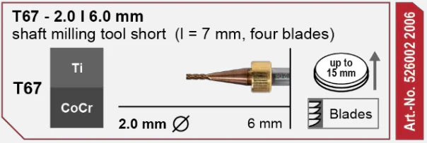 T67 Shaft Milling Tool, 2.0 | 6 mm Shank Imes-Icore
