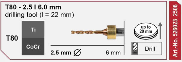 T80 Drilling Tool, 2.5 | 6 mm Shank Imes-Icore