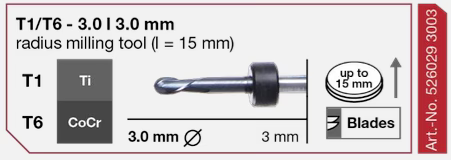 T1/T6 Radius Milling Tool, 3.0 | 3 mm Shank Imes-Icore