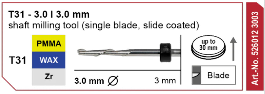 T31 Shaft Milling Tool, 3.0 | 3mm Shank Imes-Icore
