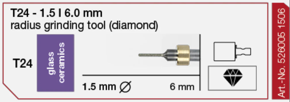 T24 Radius Grinding Tool, Diamond Coated, 1.5 | 6 mm Shank Imes-Icore