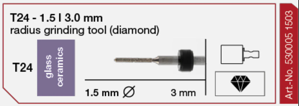 T24 Radius Grinding Tool, Diamond Coated, 1.5 | 3 mm Shank Imes-Icore