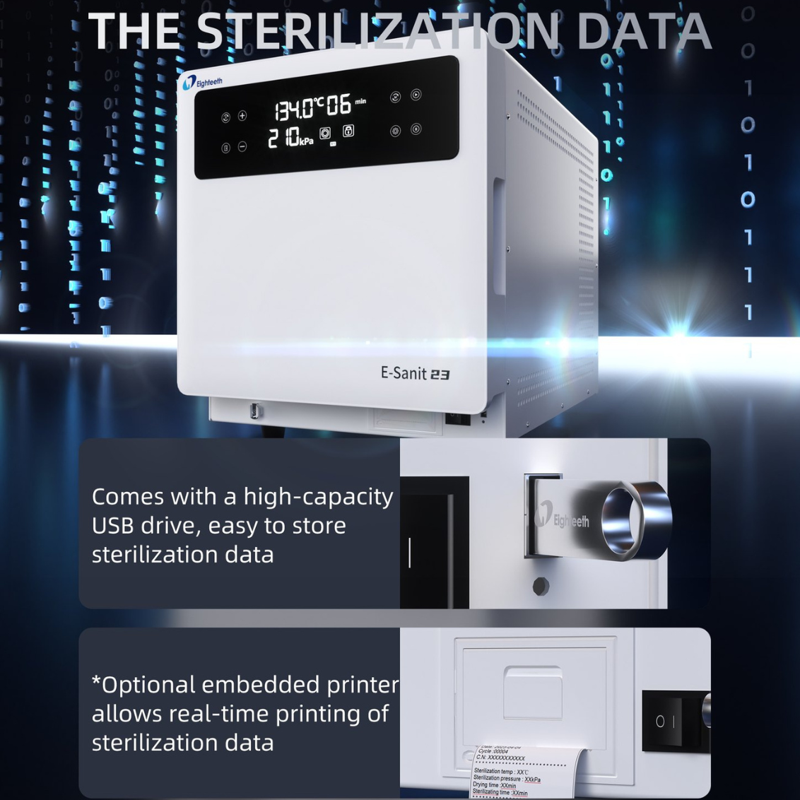 E-Sanit Smart Class B Steam Sterilizer Autoclave Advanced Sterilization Performance with Intelligent Control & Rapid Cycle Efficiency, 23 Liter